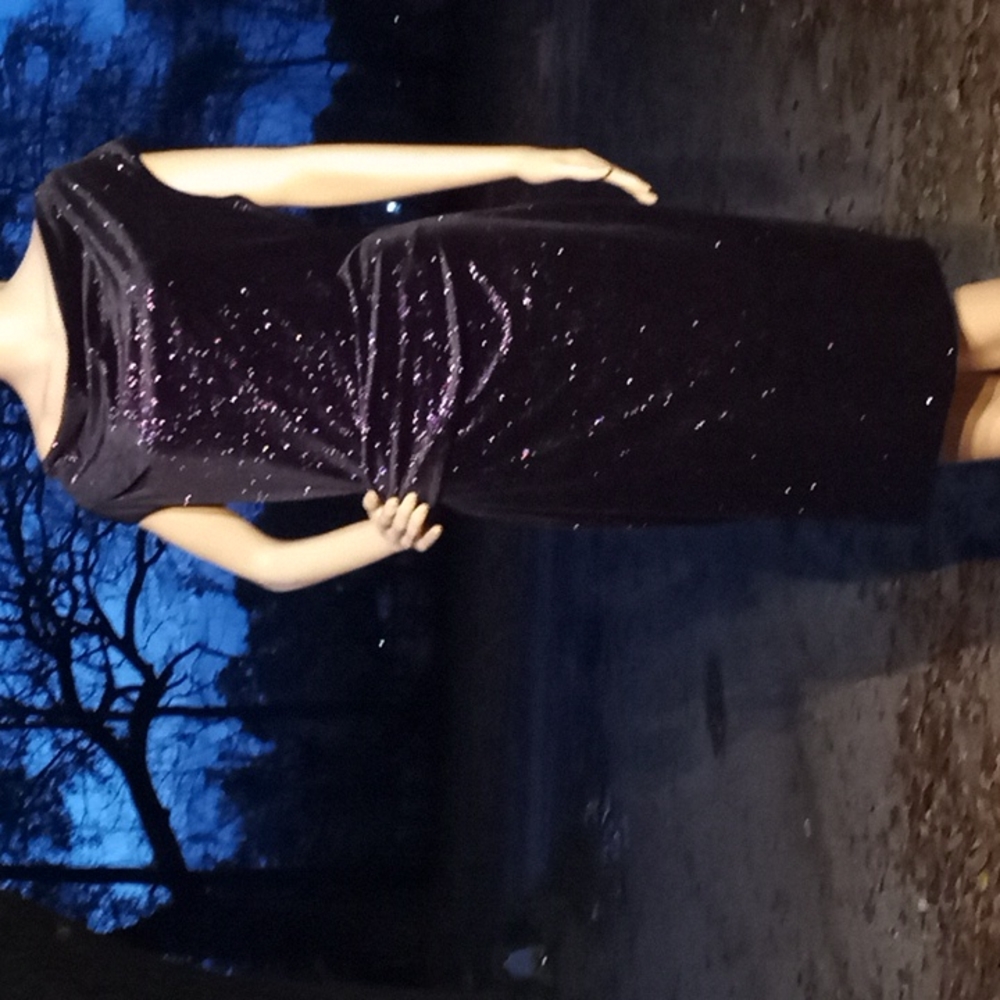 NWT woman's "JH Evenings" purple sparkling off the shoulder cocktail dress